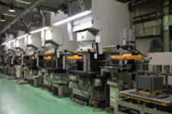 Metal stamping line with robot